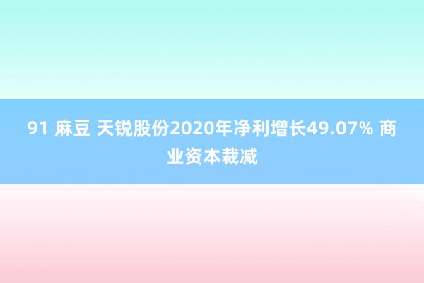 91 麻豆 天锐股份2020年净利增长49.07% 商业资本裁减