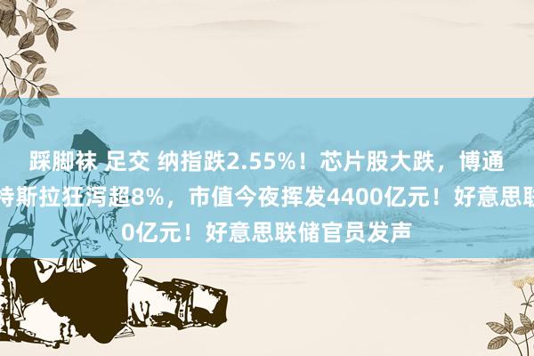 踩脚袜 足交 纳指跌2.55%！芯片股大跌，博通跌超10%，特斯拉狂泻超8%，市值今夜挥发4400亿元！好意思联储官员发声