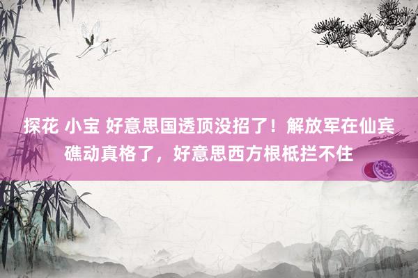 探花 小宝 好意思国透顶没招了！解放军在仙宾礁动真格了，好意思西方根柢拦不住