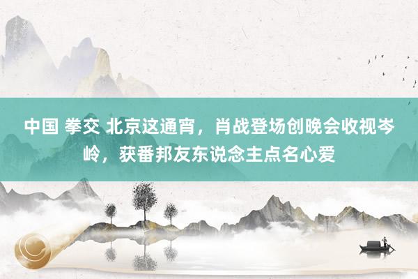 中国 拳交 北京这通宵，肖战登场创晚会收视岑岭，获番邦友东说念主点名心爱