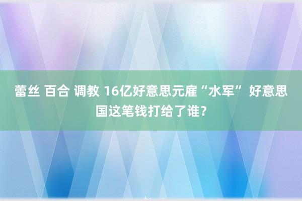 蕾丝 百合 调教 16亿好意思元雇“水军” 好意思国这笔钱打给了谁？