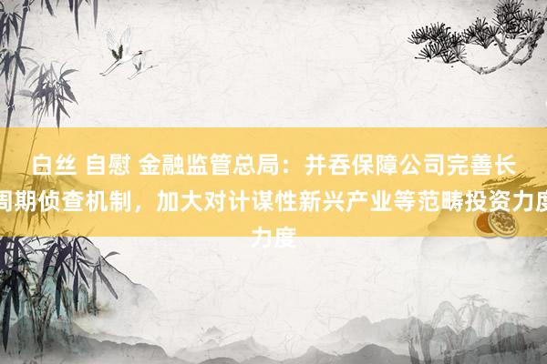 白丝 自慰 金融监管总局：并吞保障公司完善长周期侦查机制，加大对计谋性新兴产业等范畴投资力度