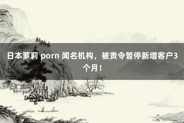 日本萝莉 porn 闻名机构，被责令暂停新增客户3个月！