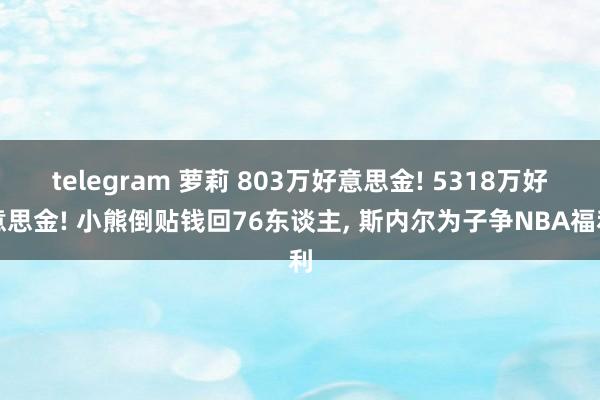 telegram 萝莉 803万好意思金! 5318万好意思金! 小熊倒贴钱回76东谈主， 斯内尔为子争NBA福利