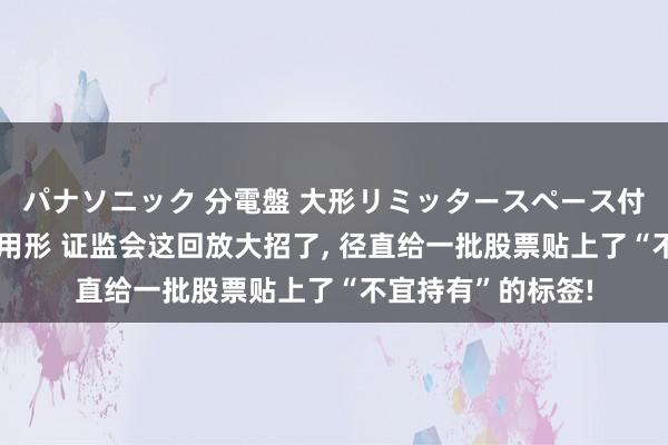 パナソニック 分電盤 大形リミッタースペース付 露出・半埋込両用形 证监会这回放大招了， 径直给一批股票贴上了“不宜持有”的标签!