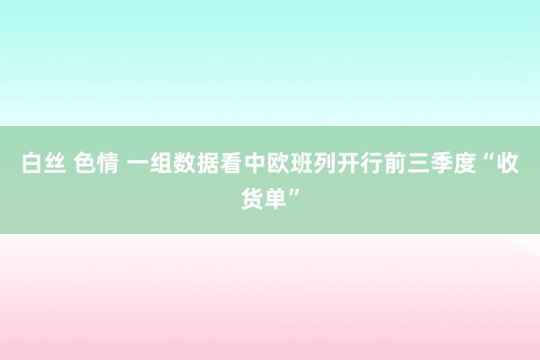 白丝 色情 一组数据看中欧班列开行前三季度“收货单”