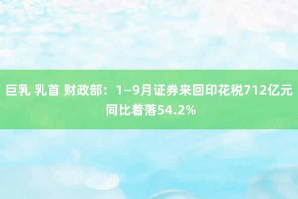 巨乳 乳首 财政部：1—9月证券来回印花税712亿元 同比着落54.2%