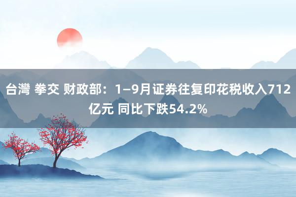 台灣 拳交 财政部：1—9月证券往复印花税收入712亿元 同比下跌54.2%