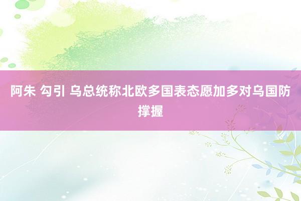 阿朱 勾引 乌总统称北欧多国表态愿加多对乌国防撑握