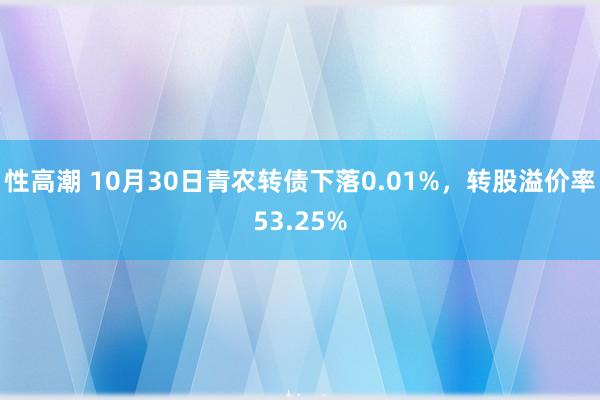 性高潮 10月30日青农转债下落0.01%，转股溢价率53.25%