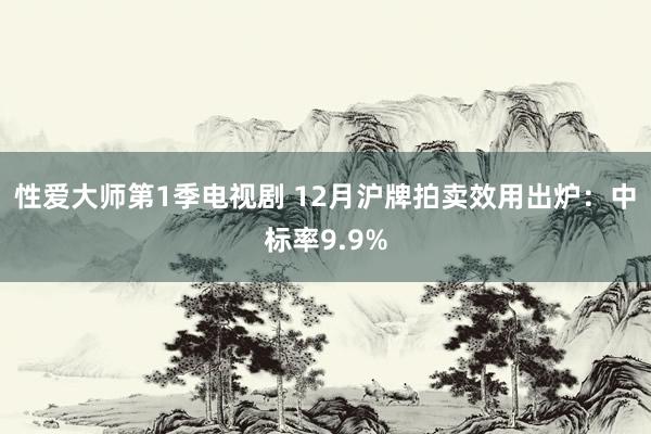 性爱大师第1季电视剧 12月沪牌拍卖效用出炉：中标率9.9%