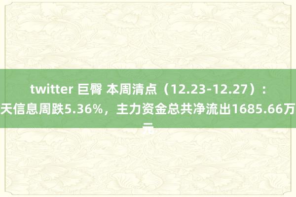 twitter 巨臀 本周清点（12.23-12.27）：南天信息周跌5.36%，主力资金总共净流出1685.66万元