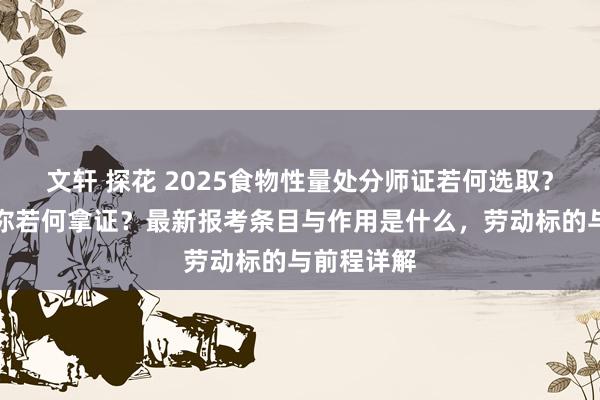 文轩 探花 2025食物性量处分师证若何选取？手把手教你若何拿证？最新报考条目与作用是什么，劳动标的与前程详解