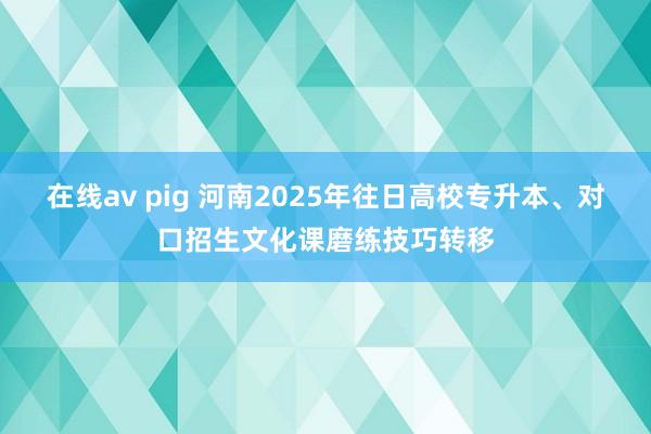 在线av pig 河南2025年往日高校专升本、对口招生文化课磨练技巧转移