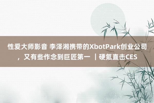 性爱大师影音 李泽湘携带的XbotPark创业公司，又有些作念到巨匠第一 ｜硬氪直击CES