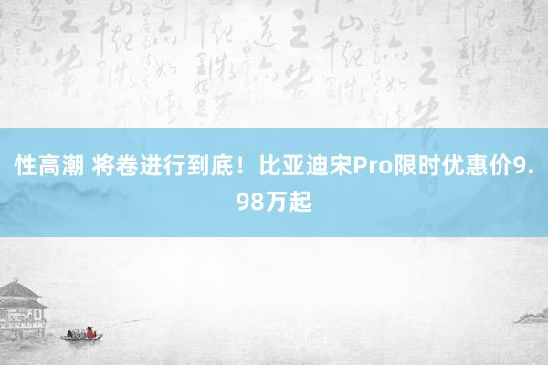 性高潮 将卷进行到底！比亚迪宋Pro限时优惠价9.98万起