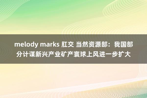 melody marks 肛交 当然资源部：我国部分计谋新兴产业矿产寰球上风进一步扩大